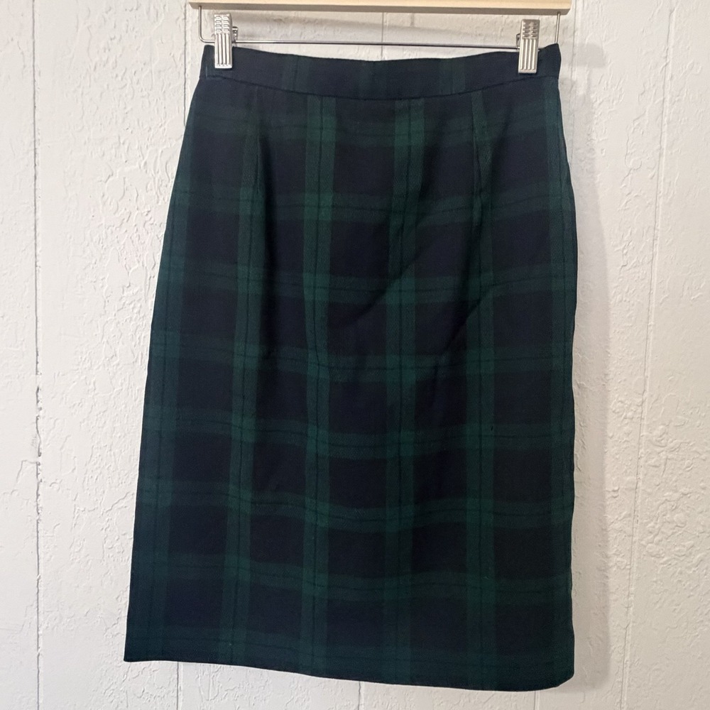 Brooks brothers plaid wool Pencil skirt sz 8 Pockets Dark Academia Old Money